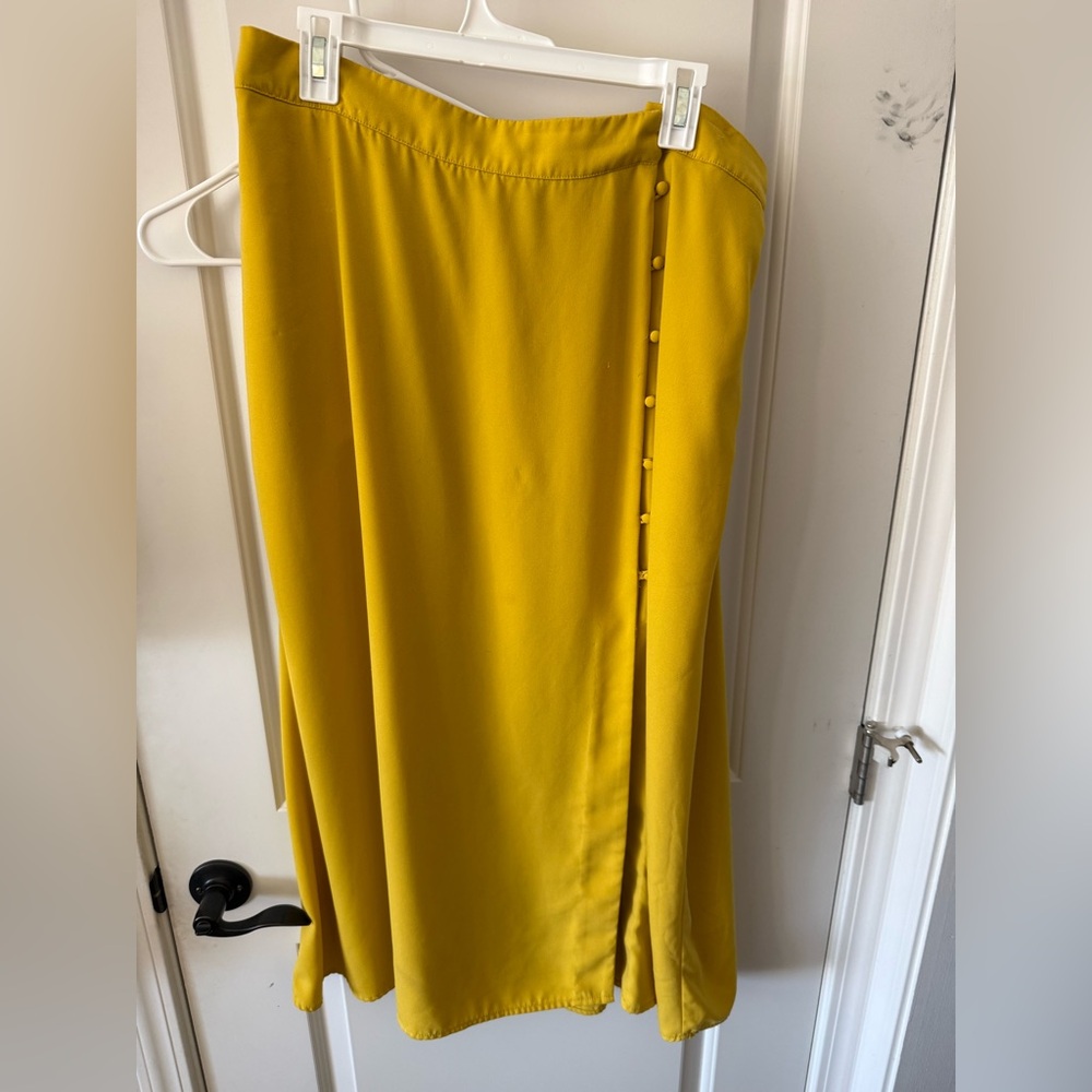 A New Day Mustard Button-Accent Maxi Skirt